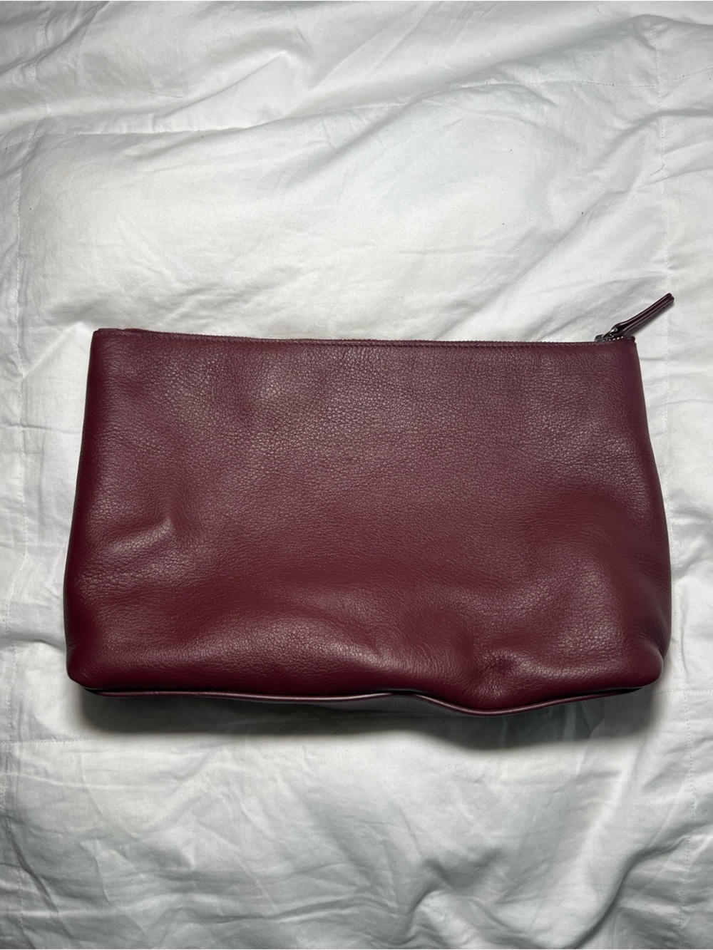 Leatherology Large Accessory Pouch - Burgundy with Top Zip - Picture 2 of 6